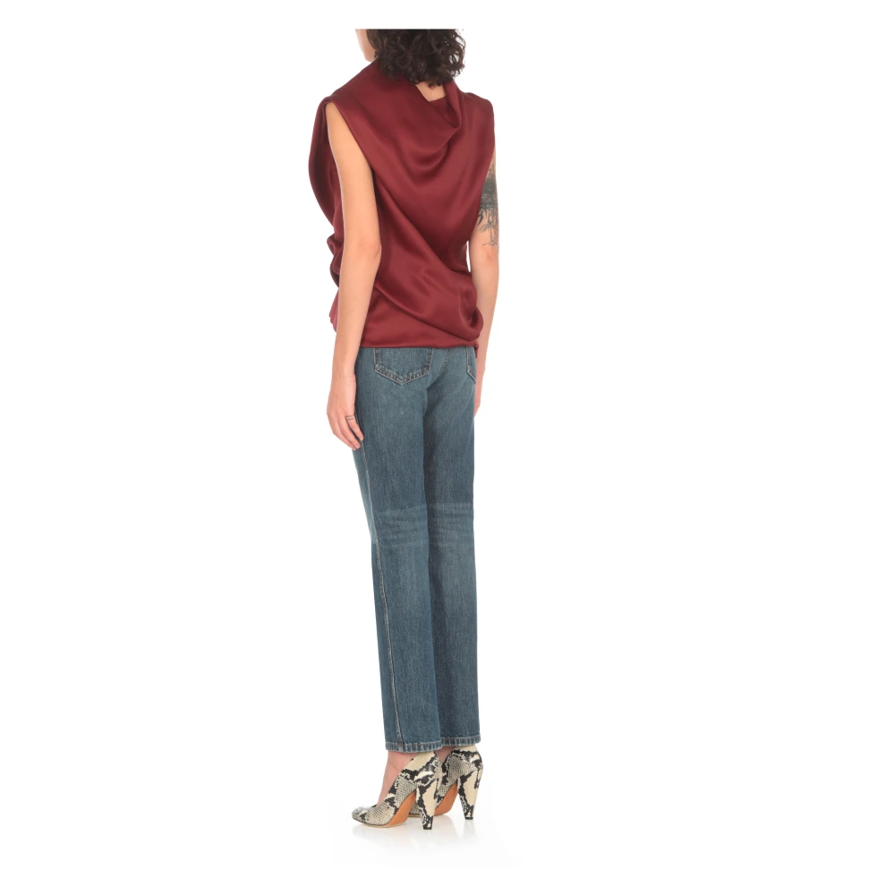 Khaite Zijden Bordeaux Top met Draperende Details Red Dames