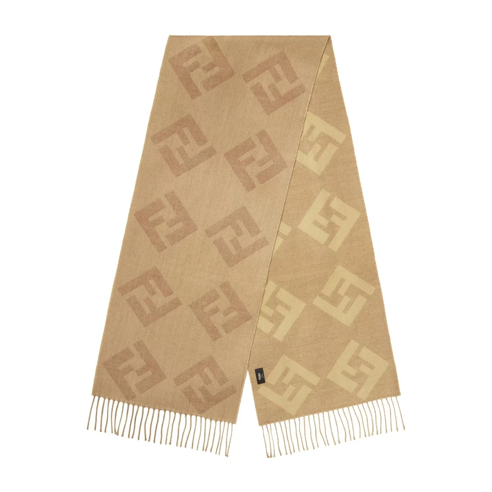 Fendi Herren Beige Ff Jacquard Wollschal
