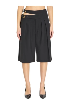 Culottes med hög midja och veckdetaljer med spänne