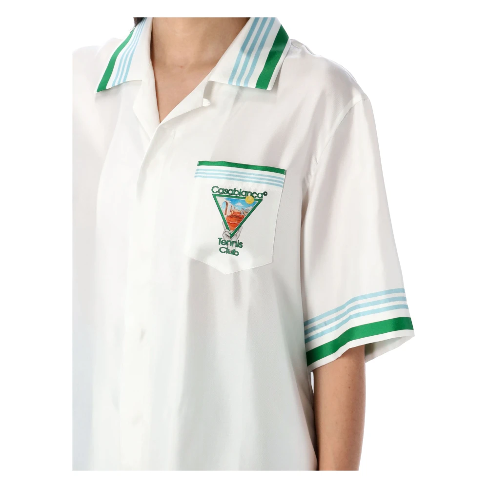 Casablanca Metaphysical Tennis Icon Silk Shirt White Dames