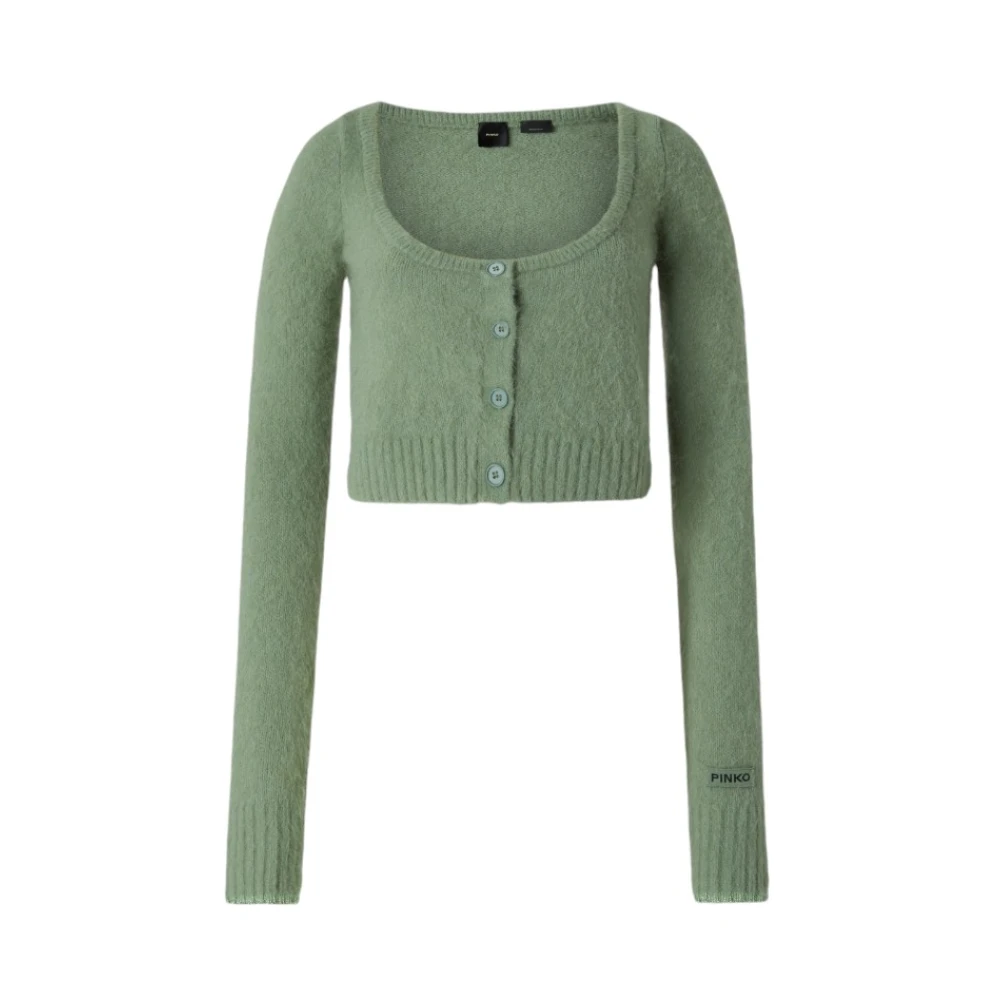Pinko Fluffy cropped cardigan met knoopsluiting Green Dames