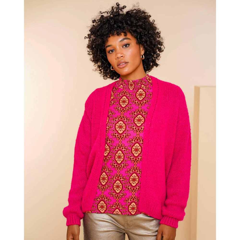 Geisha Basis Cardigan Vest Pink Dames