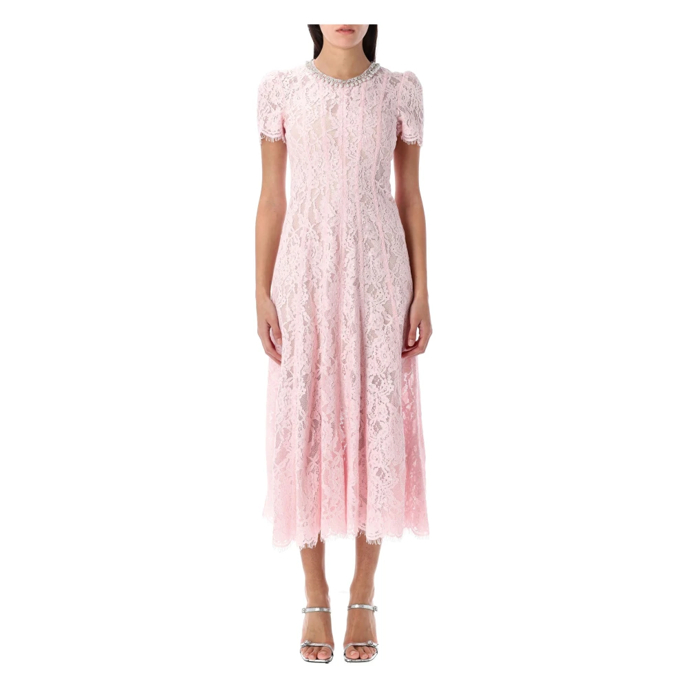 Self Portrait Roze Kantversierde Midi Jurk Pink Dames