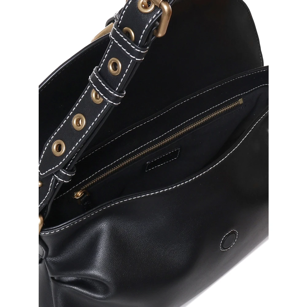 pinko Hartvormige Metalen Gesp Schoudertas Black Dames