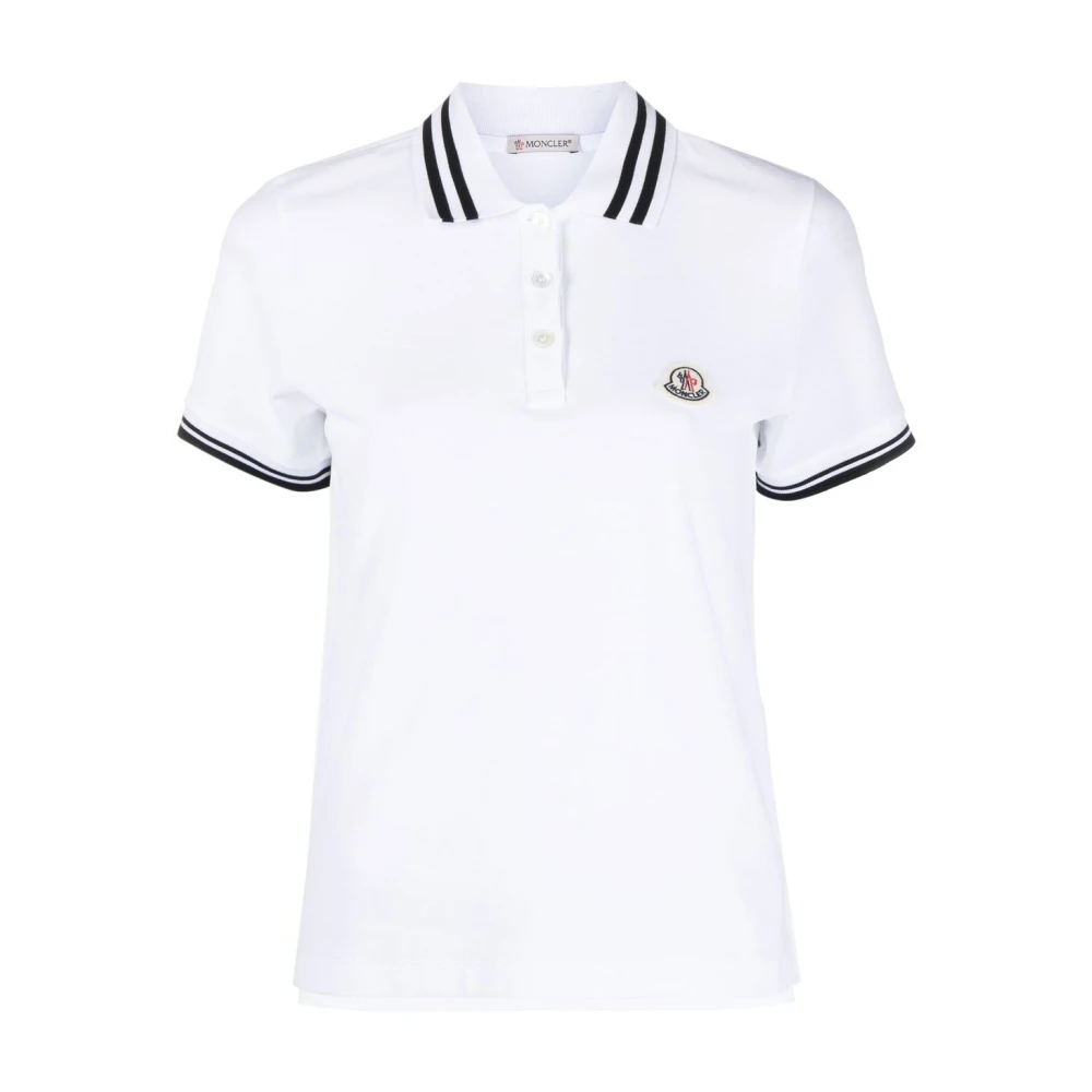 Moncler Gestreept Poloshirt in Wit White Dames
