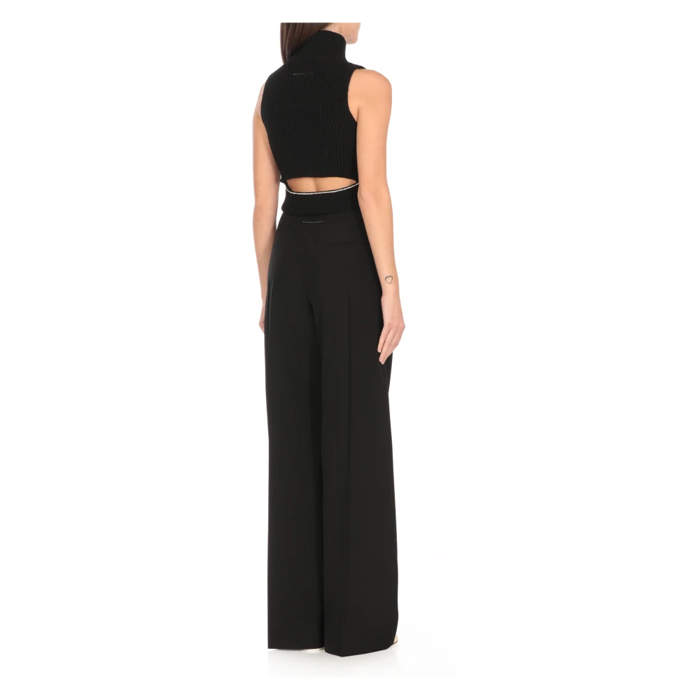 MM6 Maison Margiela Zwart Katoenen Gilet met Ritssluiting Black Dames