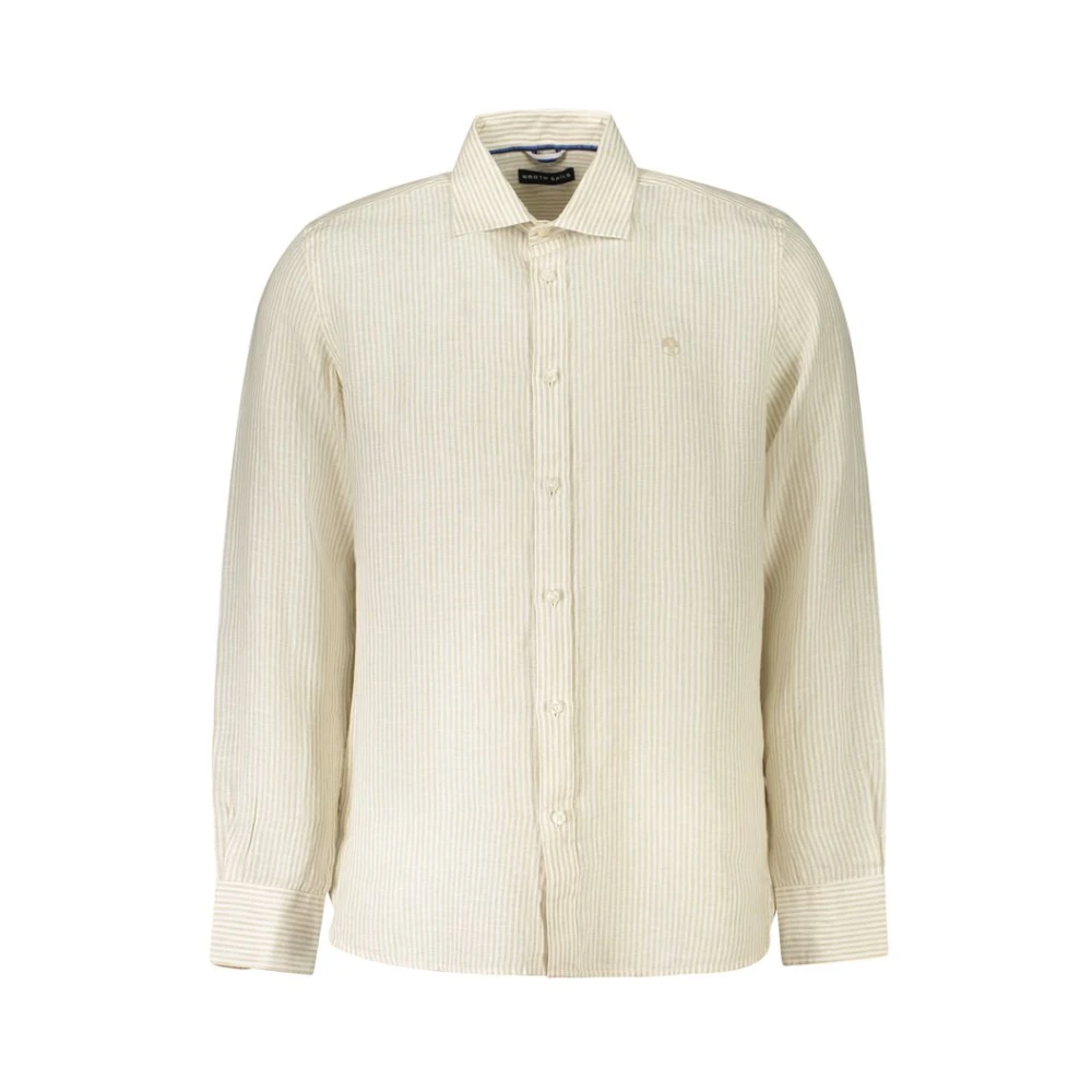 North Sails , Casual Shirts, Male, Beige, Xl, Striped Linen Shirt With French Collar