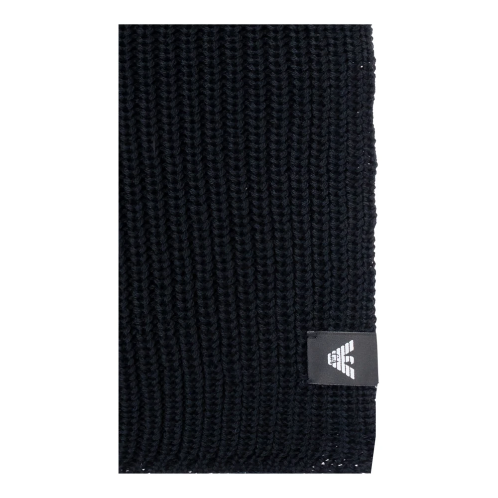 Emporio Armani Wollen sjaal met logo Black Heren