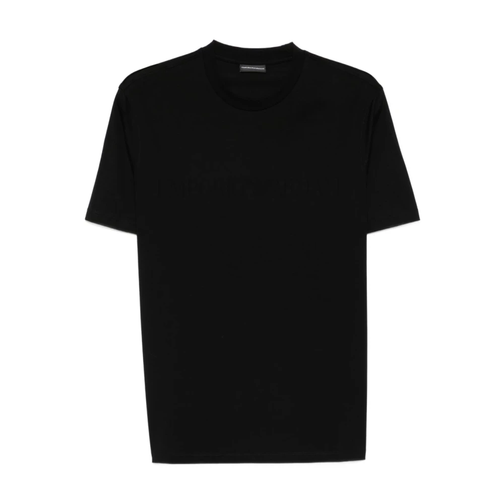 Emporio Armani Men's Black Jersey T-Shirt With Tonal Logo Inlay - T-Shirts - 2XL - Tops