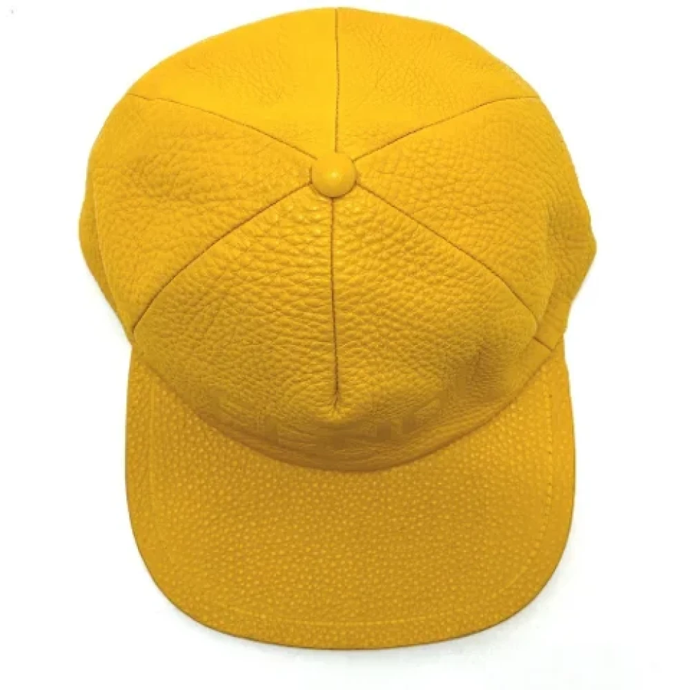 Fendi Vintage Pre-owned Leather hats Yellow Heren