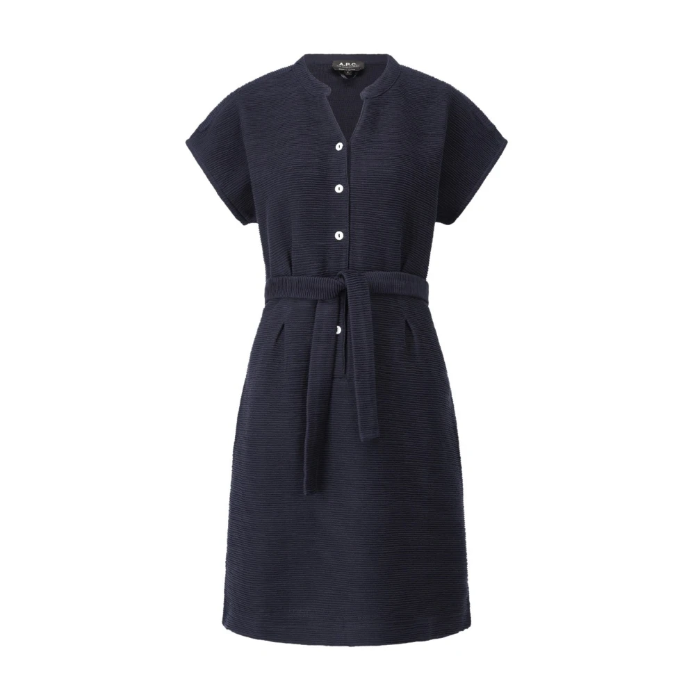 A.p.c. Katoenen Midi Jurk met Riem Blue Dames