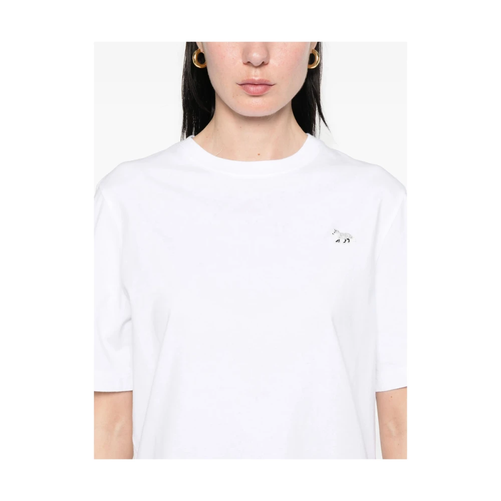 Maison Kitsuné Witte Crew Neck Korte Mouwen T-shirt White Dames