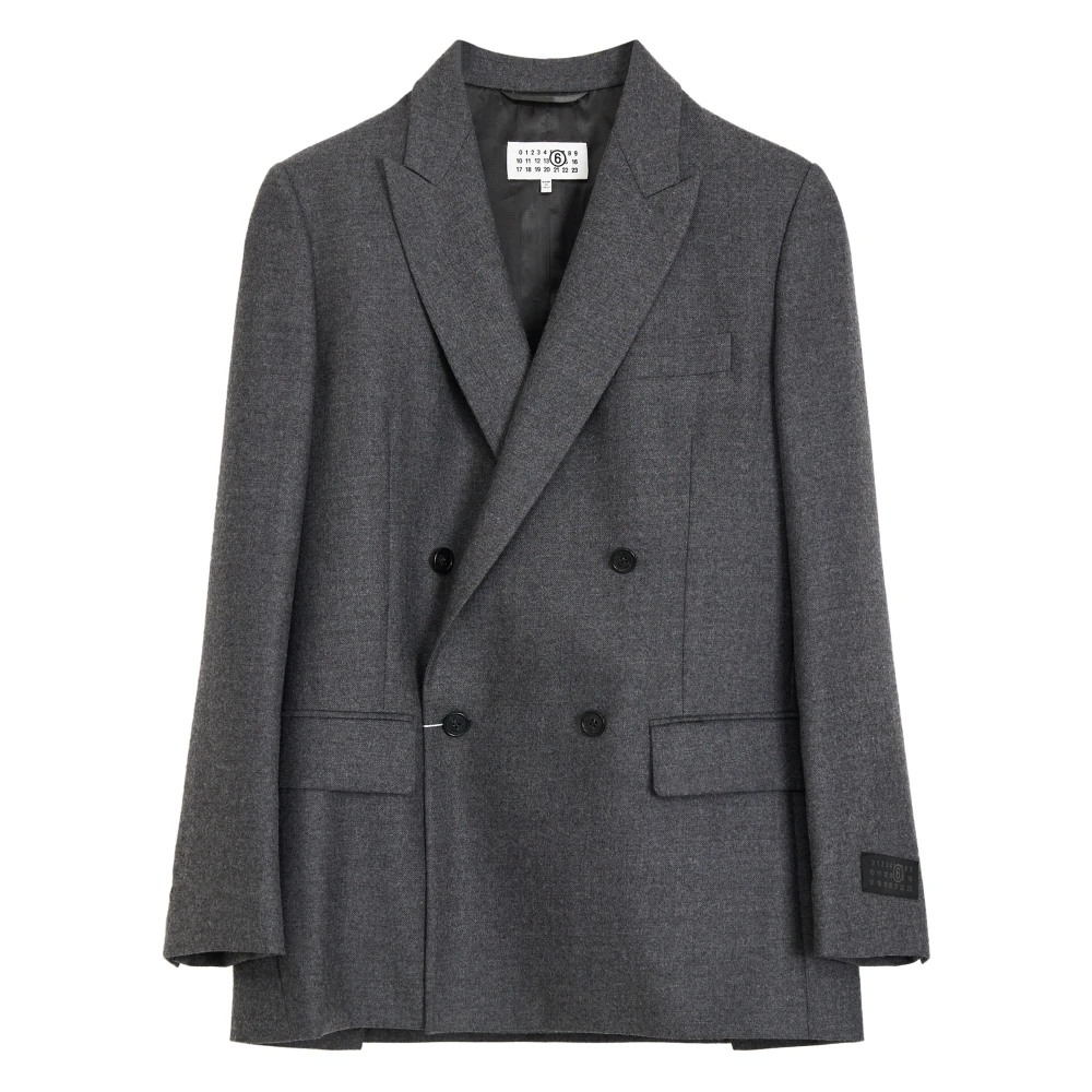 Mm6 Maison Margiela Donna Grigio - Blazer Doppiopetto - Jackets - S
