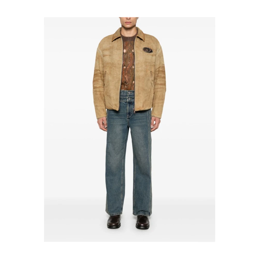 Diesel Bruine Gewatteerde Jas met Vintage Stijl Brown Heren