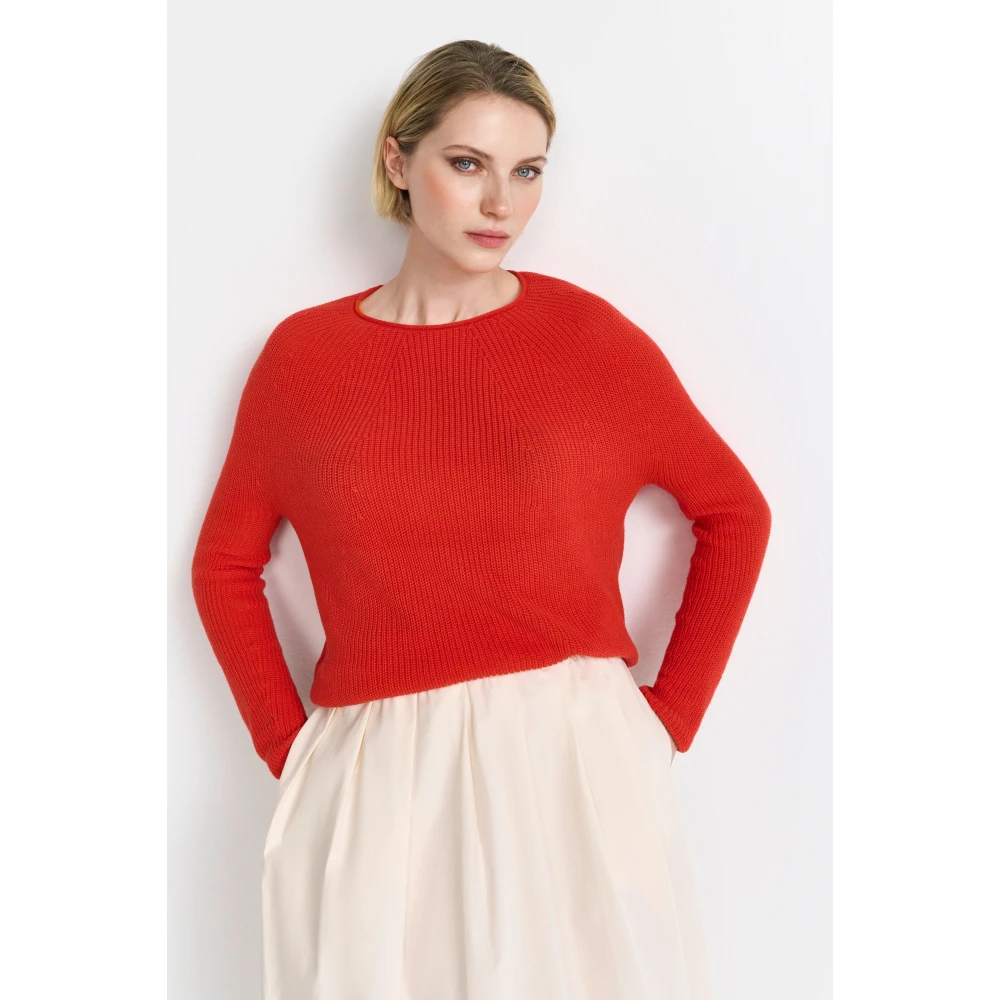 Rich & Royal Naadloze Crew Neck Cardigan Red Dames