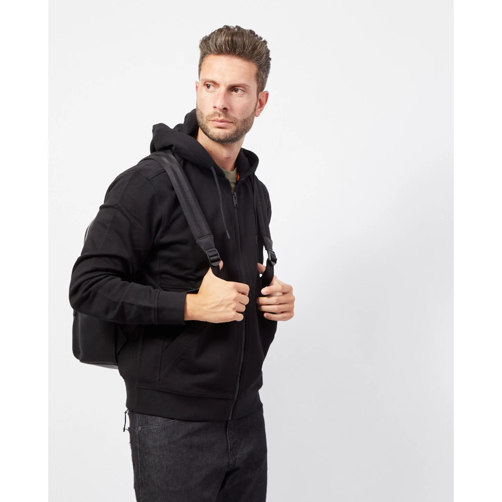 Hugo Boss Zwarte katoenen hoodie Black Heren