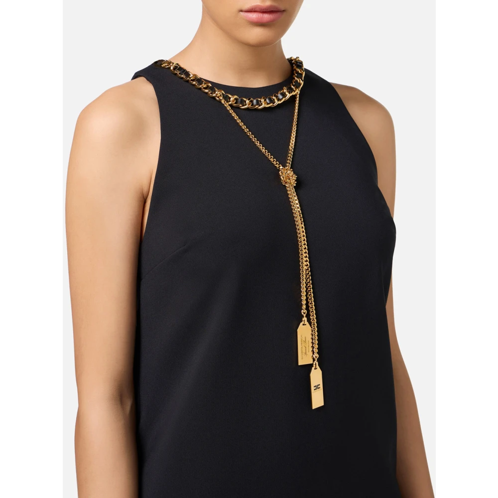 Elisabetta Franchi Zwarte Mini Jurk met Ketting Black Dames