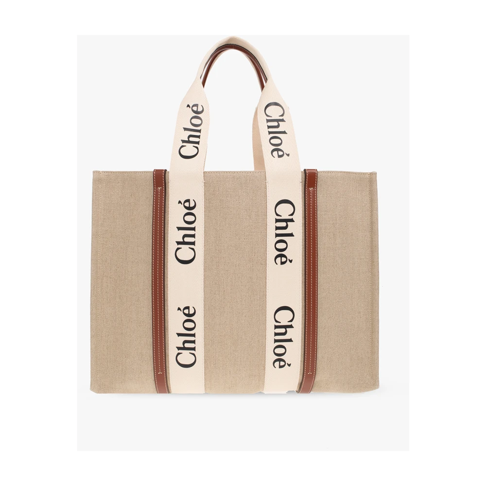 Chloé Women's Beige Shoulder Bags, One Size, Woody Large Shopper Bag