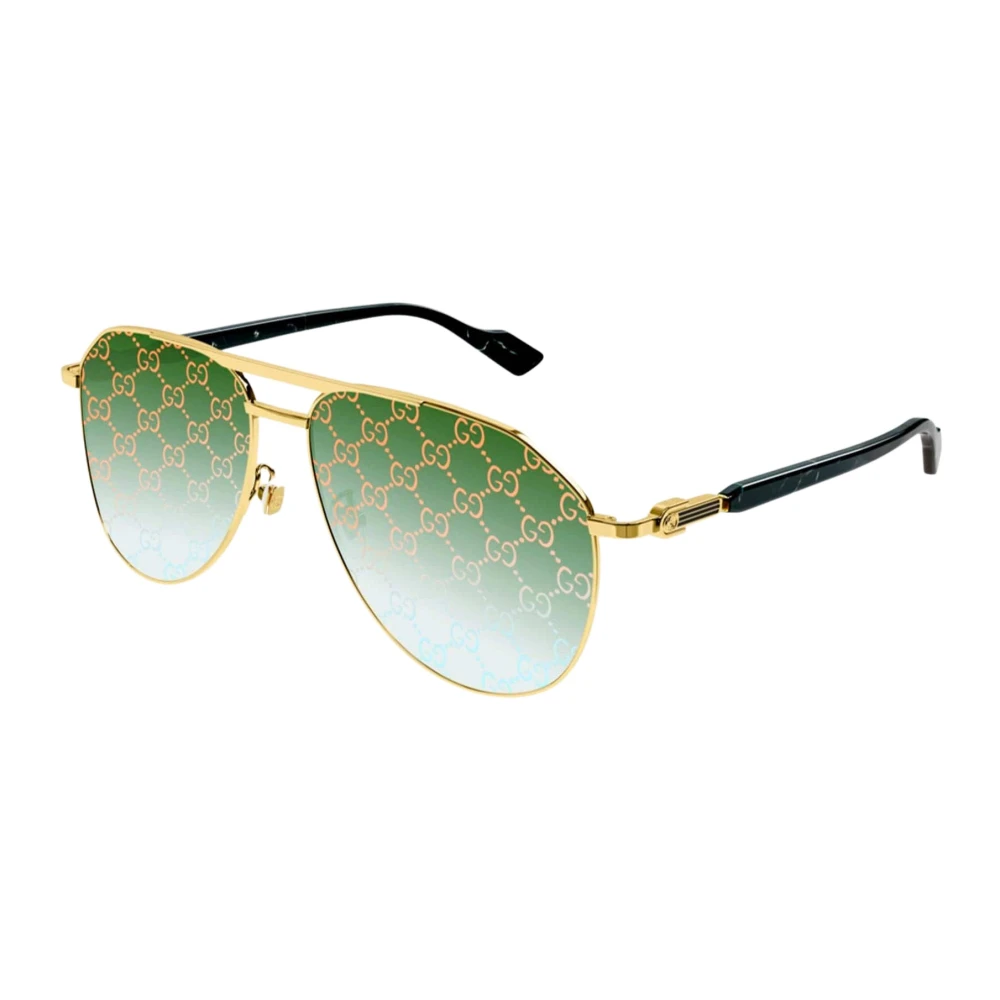Gucci Aviator zonnebril in metaal Gg1220S-004 ssima groene lenzen Yellow Unisex