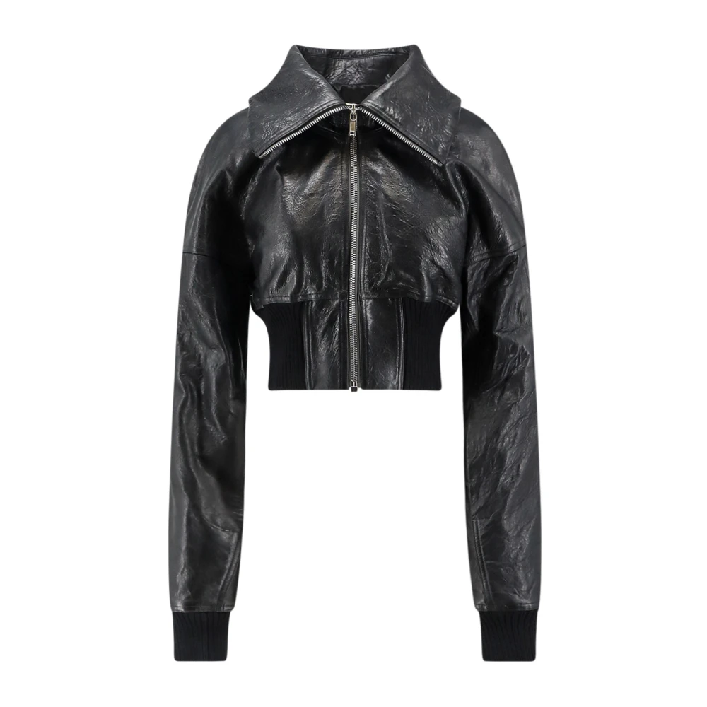 Rick Owens , Leather Jackets, Female, Black, M, Dracuflight Cropped Jacket