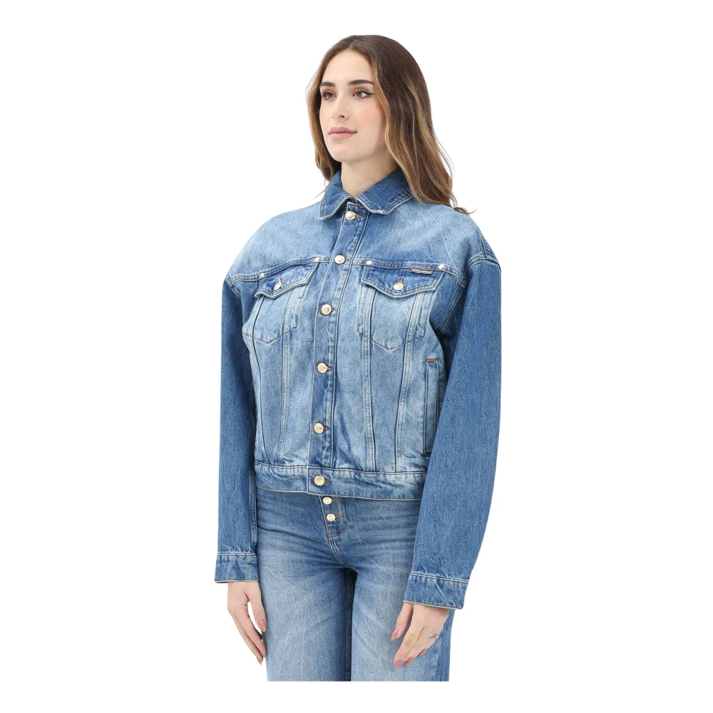 Just Cavalli Blauwe Denim Jack Moderne Vintage Stijl Blue Dames