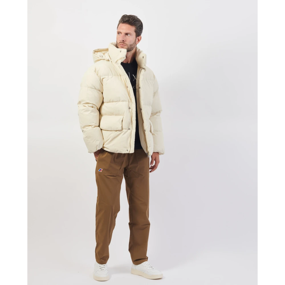 Boss Witte Gewatteerde Hoodiejas Straight Fit White Heren