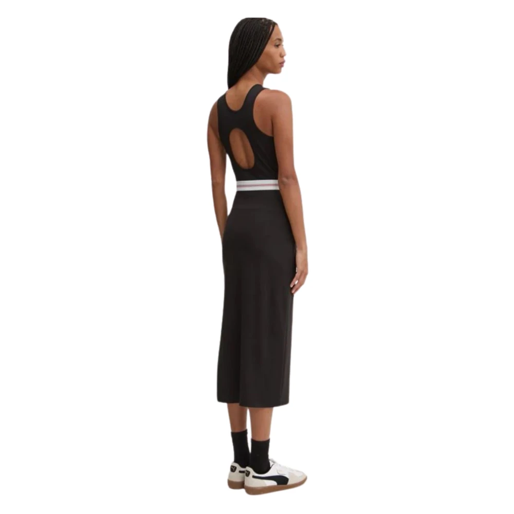 Tommy Hilfiger Zwarte Gebreide Jurk Ronde Hals Black Dames