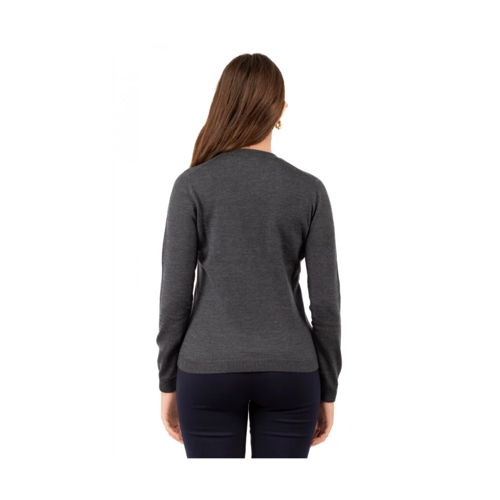 Gran Sasso Trui met ronde hals Gray Dames