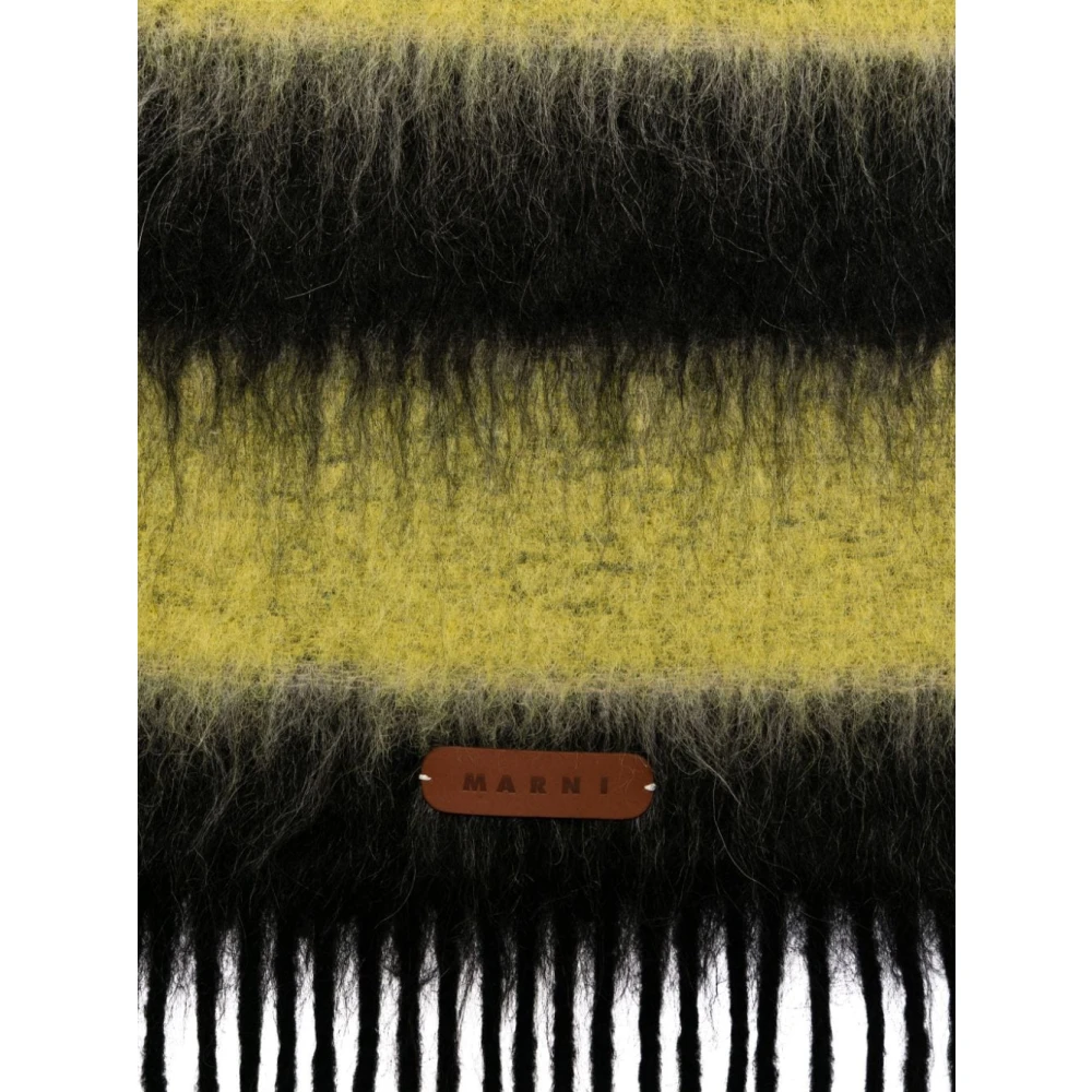 Marni Kleurrijke Wollen Sjaal met Logo Multicolor Dames