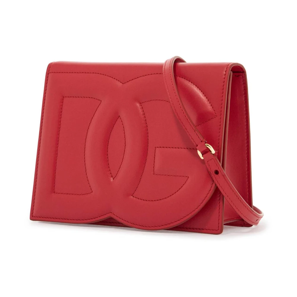 Dolce & Gabbana Rode kalfsleren schoudertas met 3D-logo Red Dames