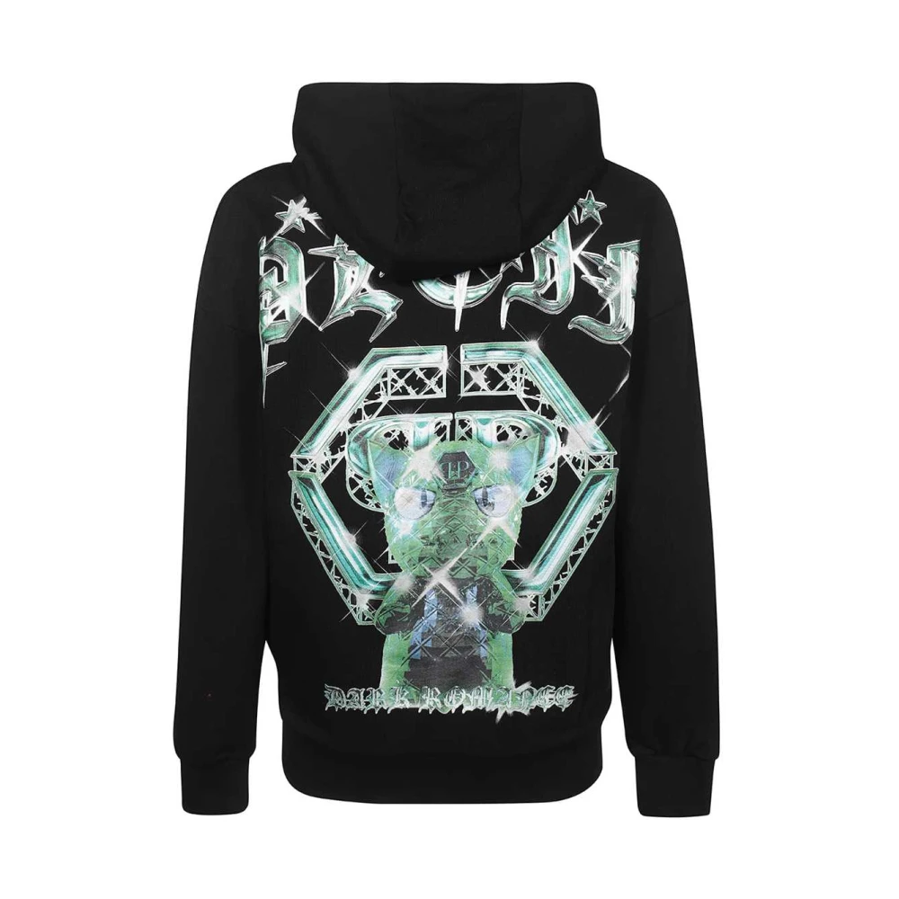 Philipp Plein Katoenen Hoodie met Logo Print Black Heren