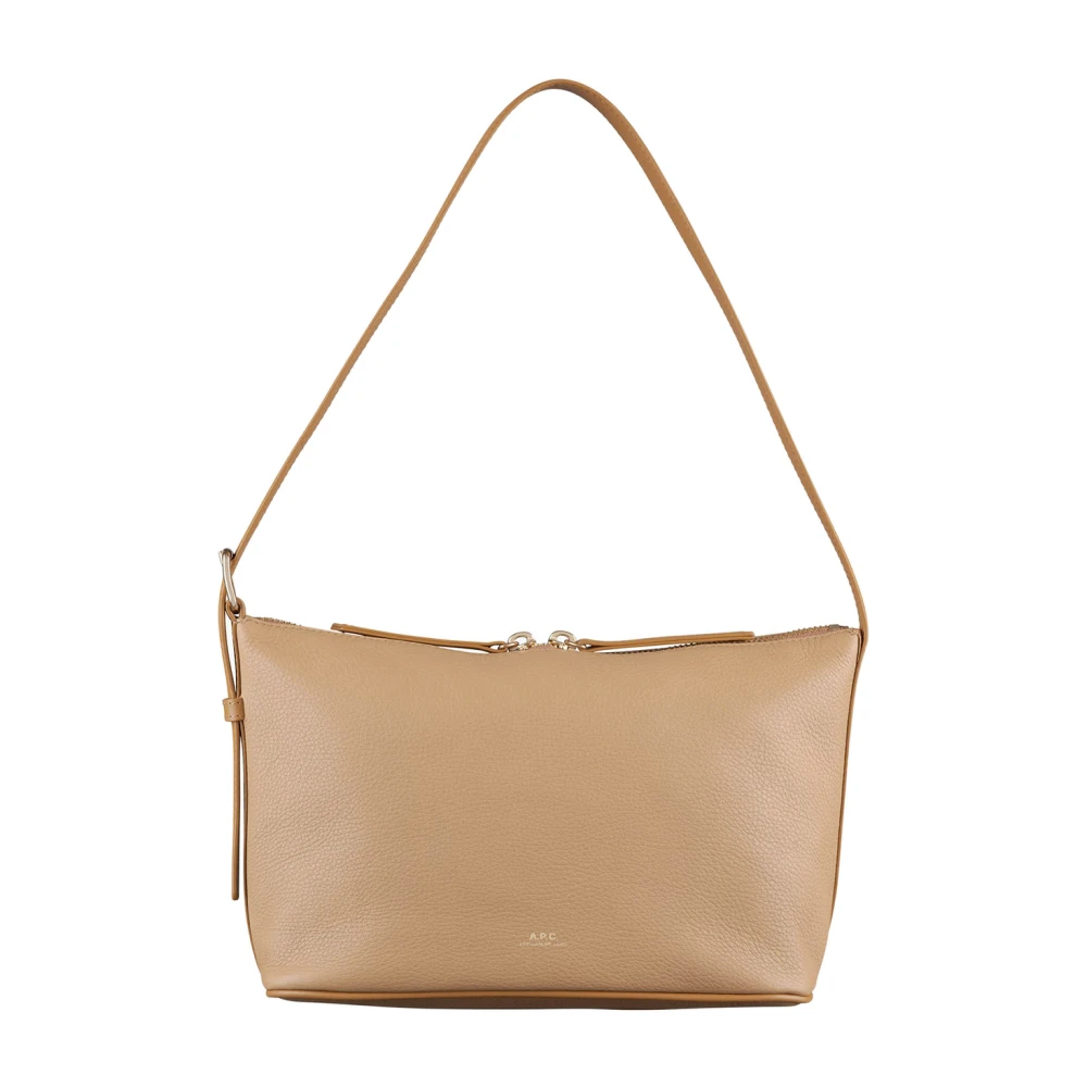 A.p.c. Beige leren schoudertas met gouden gesp Beige Dames