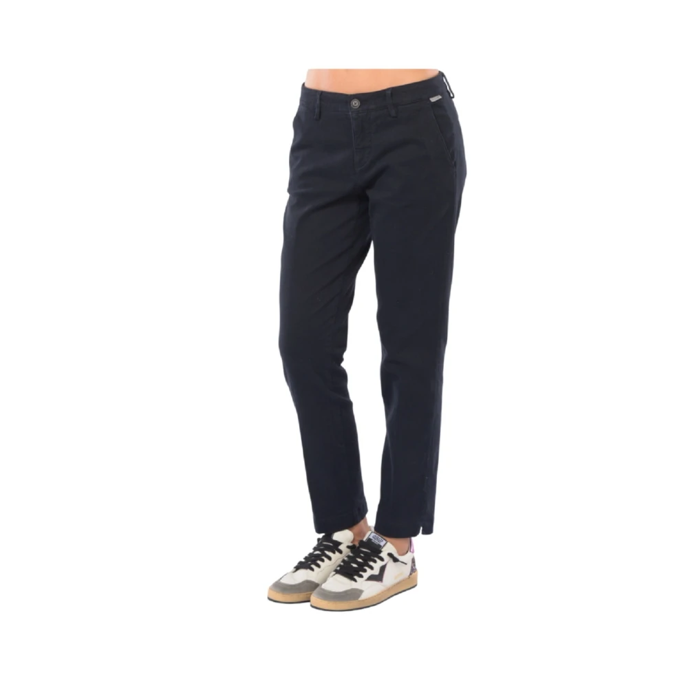 Roy Roger's Women's Blue Chino Trousers With Logo Button - Chinos - W30 - Trousers