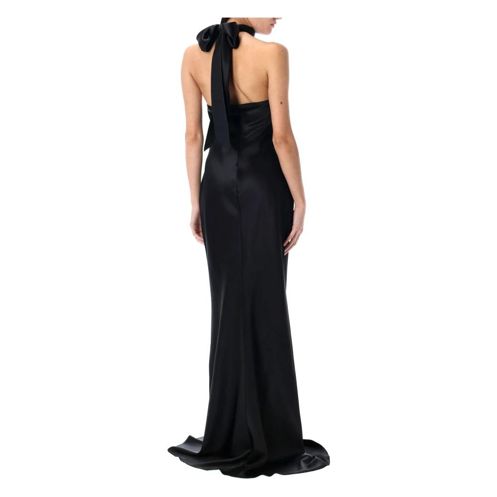 Ralph Lauren Lange Jurk Open Rug Black Dames
