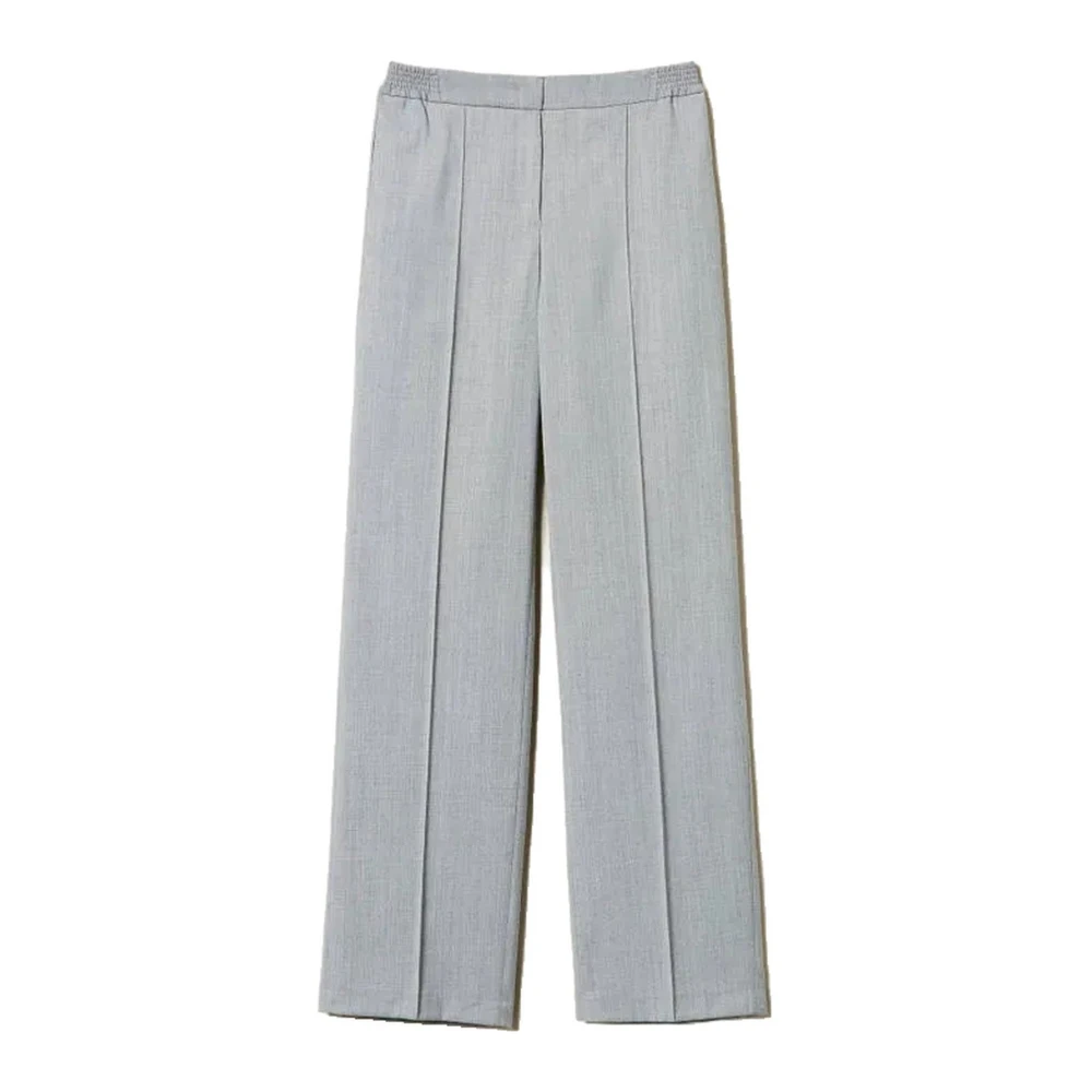Twinset Women's Gray Elegant Wool Blend Trousers