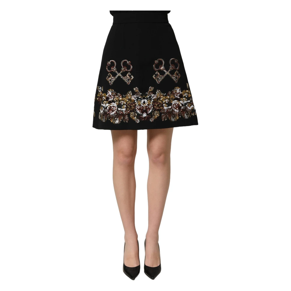 Dolce & Gabbana Black Short Skirts, Female, Xs, High Waist A-Line Mini Skirt
