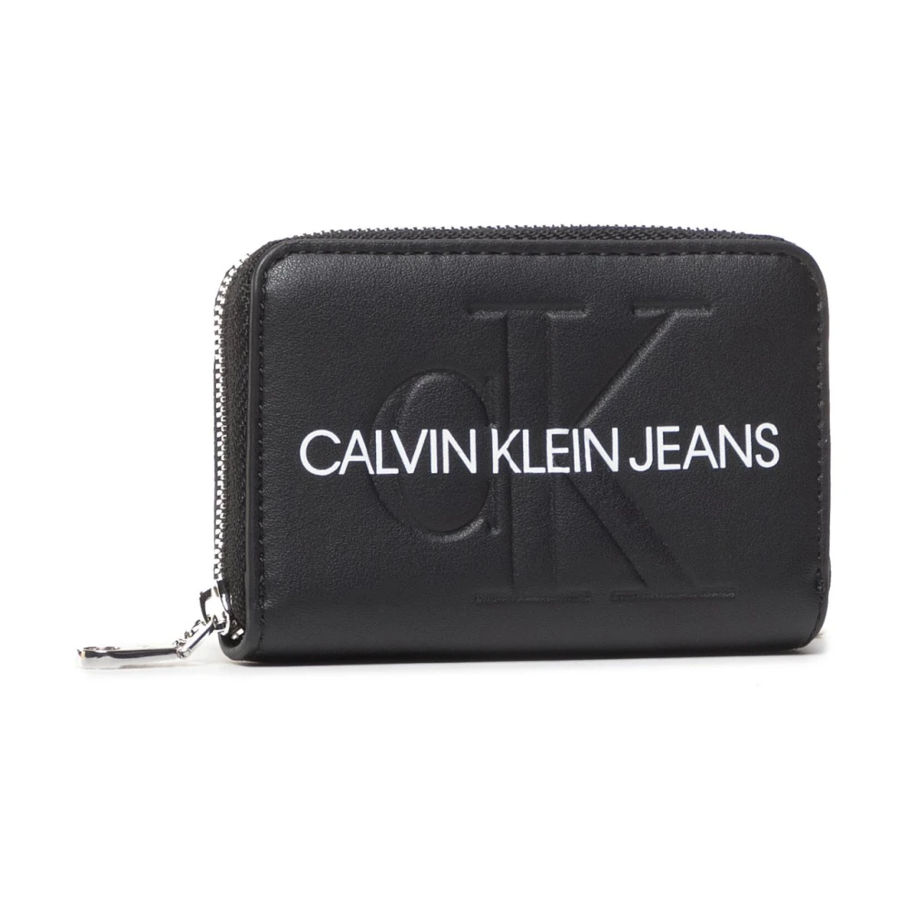 Calvin Klein Logo Portemonnee Zwart PU Leer Black Dames