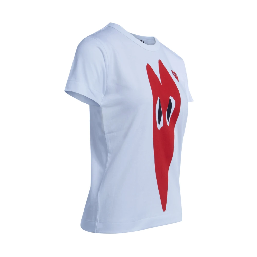 Comme des Garçons Play Dames T-shirt met hartprint White Dames