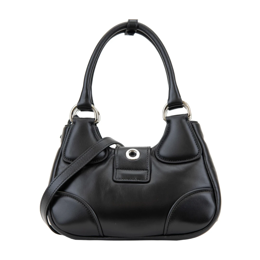 Prada Gewatteerde leren schoudertas met magneetknoop Black Dames
