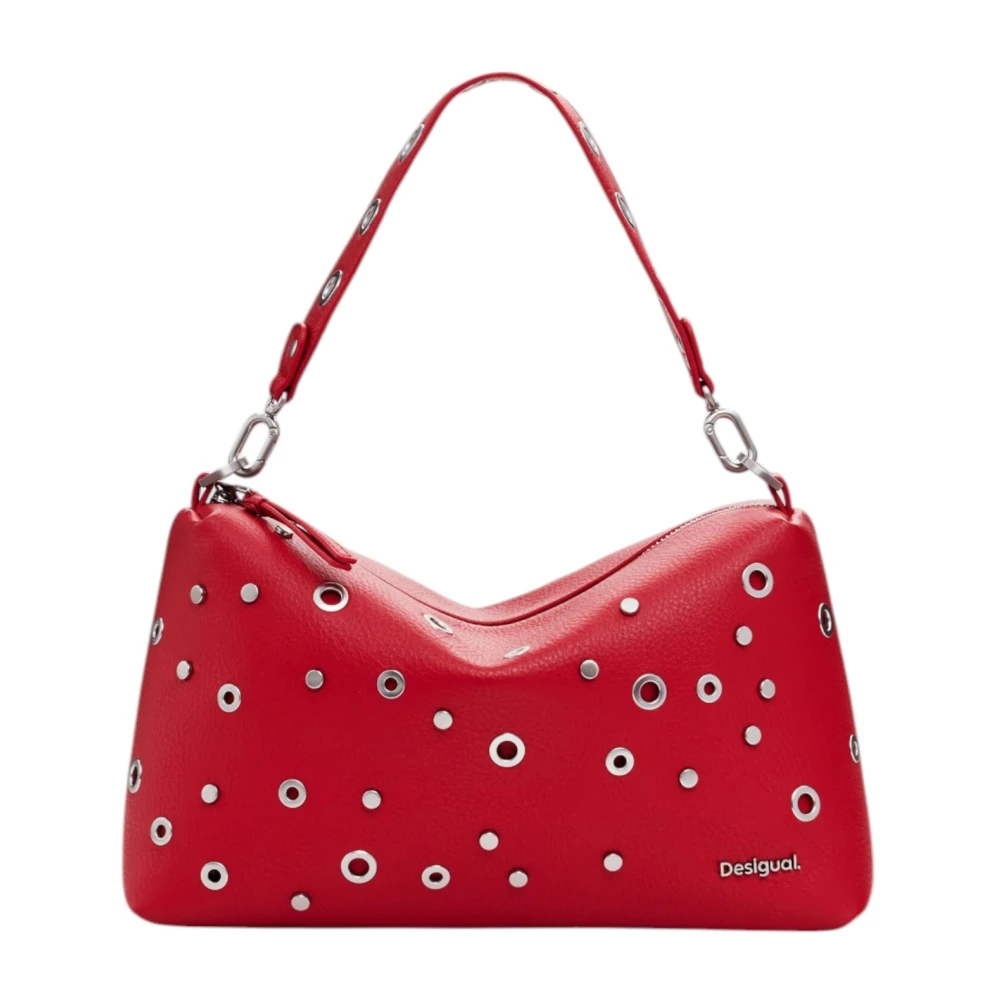 Desigual Rode Eenvoudige Schoudertas met Rits Red Dames