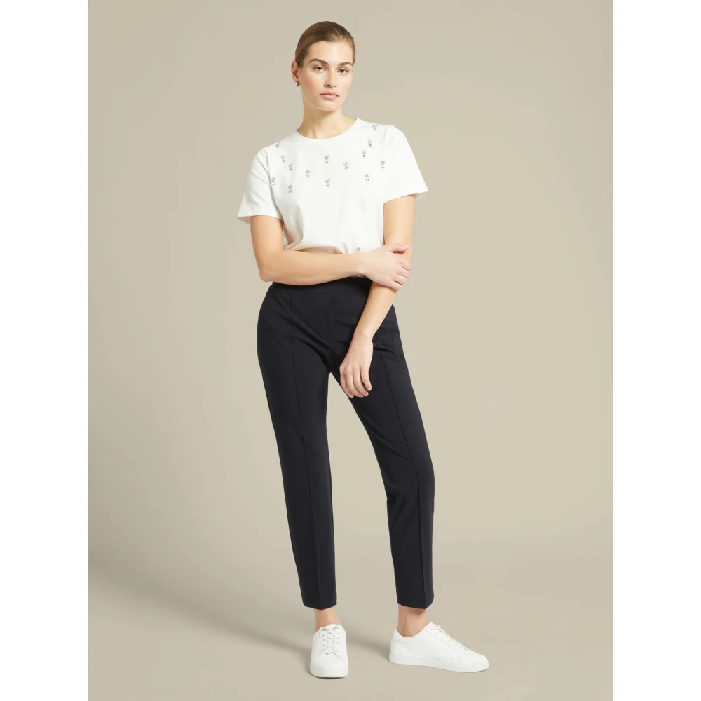 Elena Mirò Jersey Elastische Taille Broek Black Dames