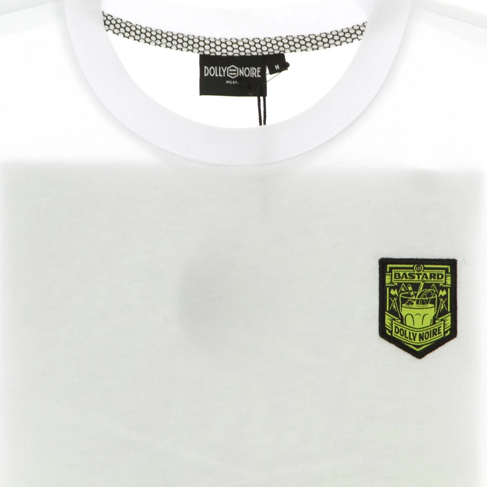 Dolly Noire Witte Tee met Geborduurde Logo's White Heren