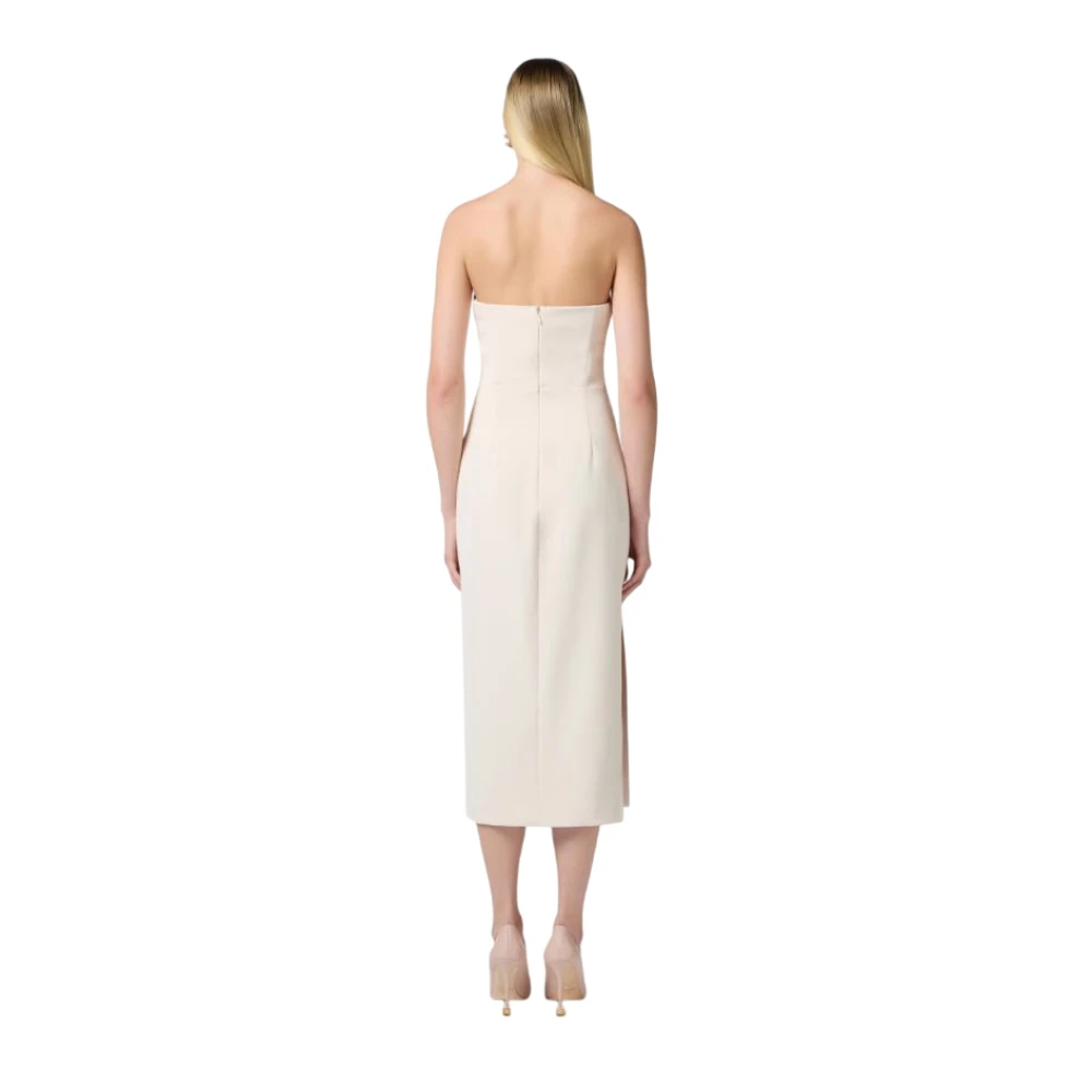Elisabetta Franchi Vloeibare crêpe jurk met schedelijn Beige Dames