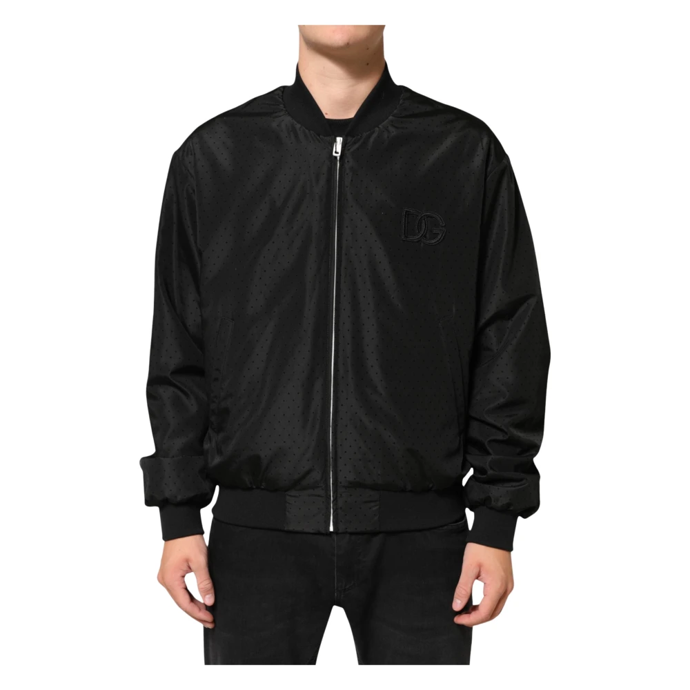 Dolce & Gabbana Men's Black Acetate Full Zip Bomber Jacket