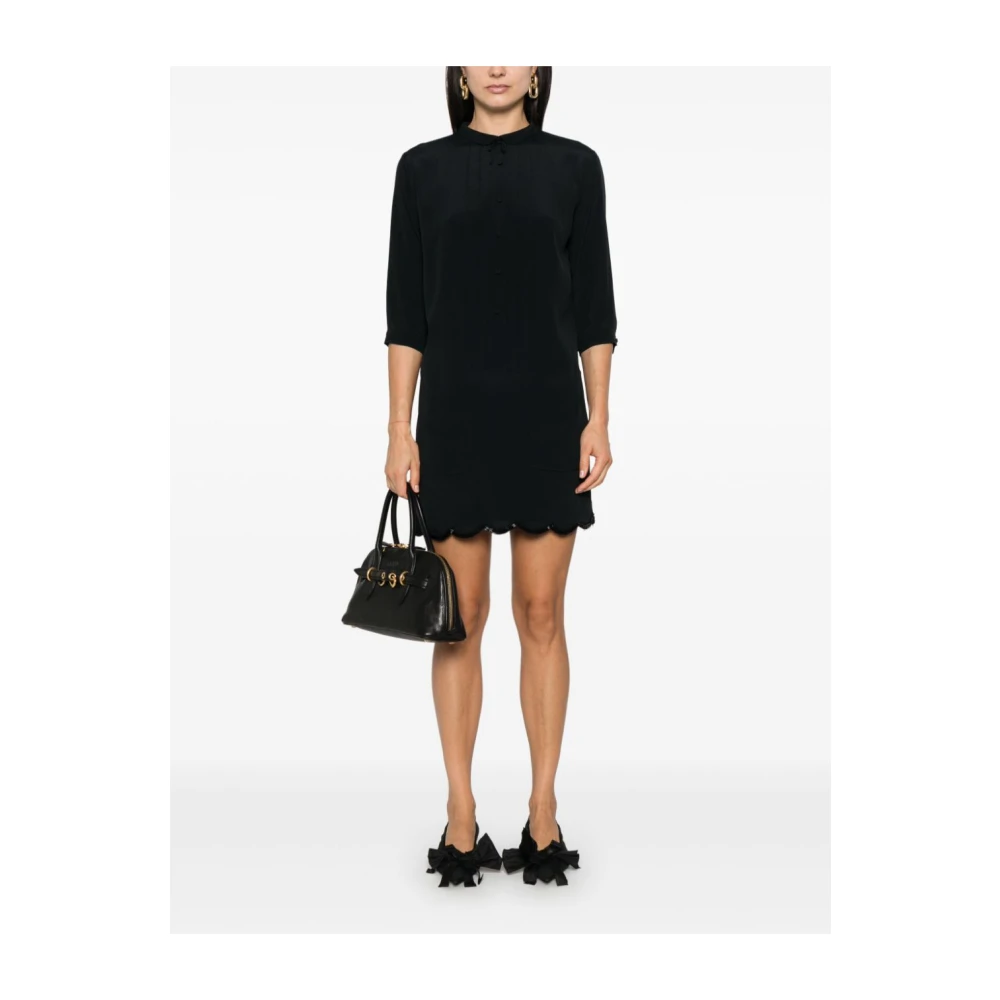 N21 Zwarte Zijde Blend Geborduurde Jurk Black Dames