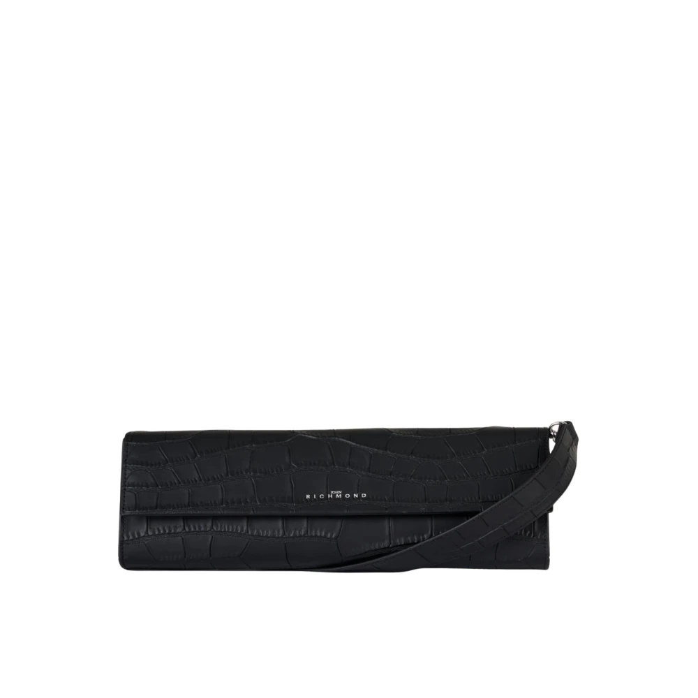John Richmond Clutch met klep en schouderband Black Dames