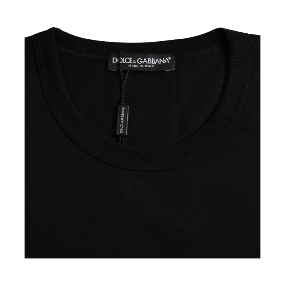 Dolce & Gabbana Zwart Katoenen T-shirt met Ronde Hals en Korte Mouwen Black Heren