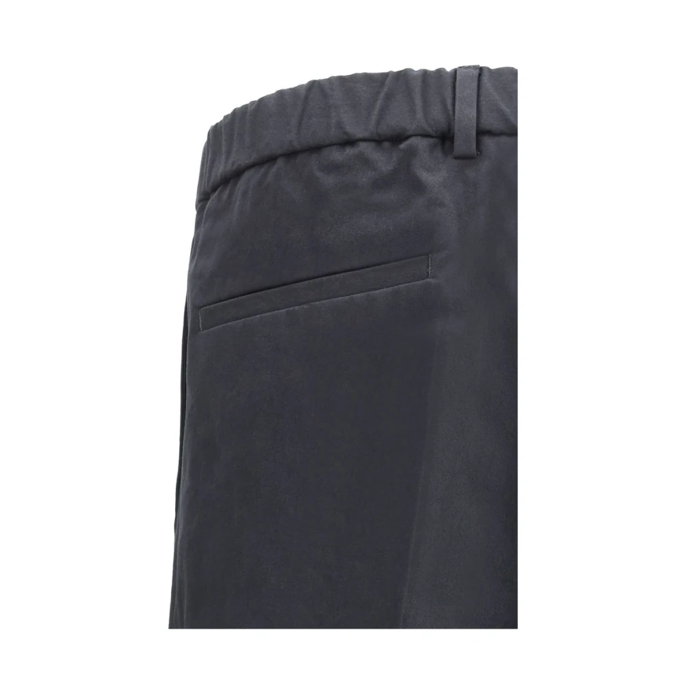 Jil Sander Geknipte katoenen broek met elastische taille Blue Heren