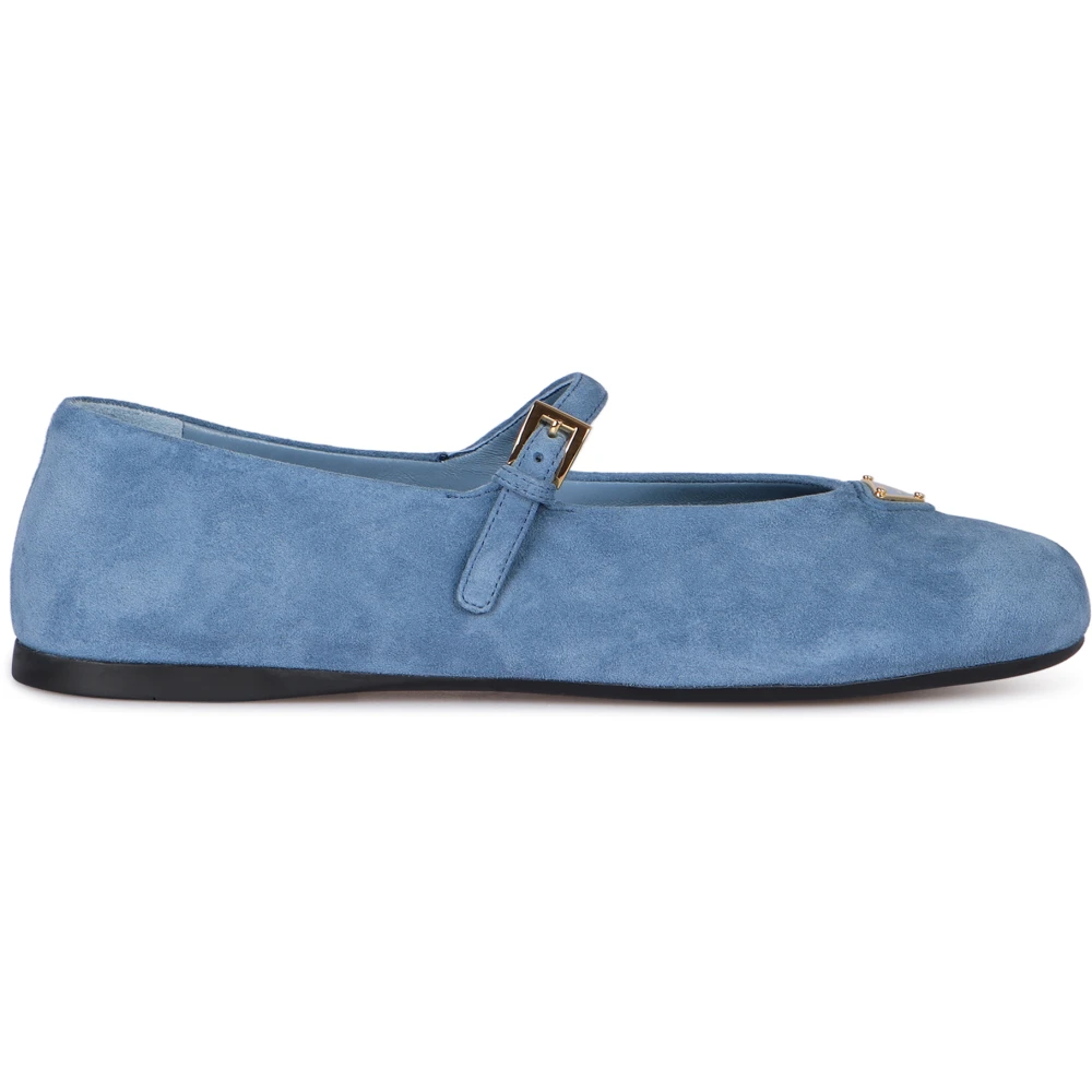 Prada Women's Blue Suede Ballerinas