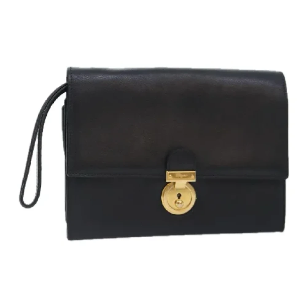 Salvatore Ferragamo Pre-owned Leather clutches Black Dames